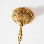 Lampadario in Cristallo con Foglia di Palma in Ottone