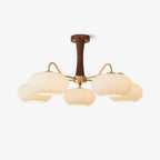 Lampadario in Ottone, Legno e Vetro Candy