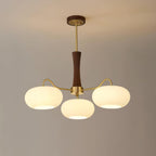 Lampadario in Ottone, Legno e Vetro Candy