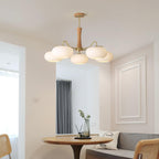Lampadario in Ottone, Legno e Vetro Candy
