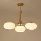Lampadario in Ottone, Legno e Vetro Candy