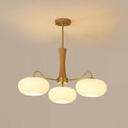 Lampadario in Ottone, Legno e Vetro Candy