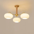 Lampadario in Ottone, Legno e Vetro Candy
