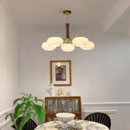 Lampadario in Ottone, Legno e Vetro Candy