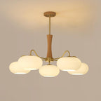 Lampadario in Ottone, Legno e Vetro Candy