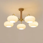 Lampadario in Ottone, Legno e Vetro Candy
