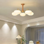 Lampadario in Ottone, Legno e Vetro Candy