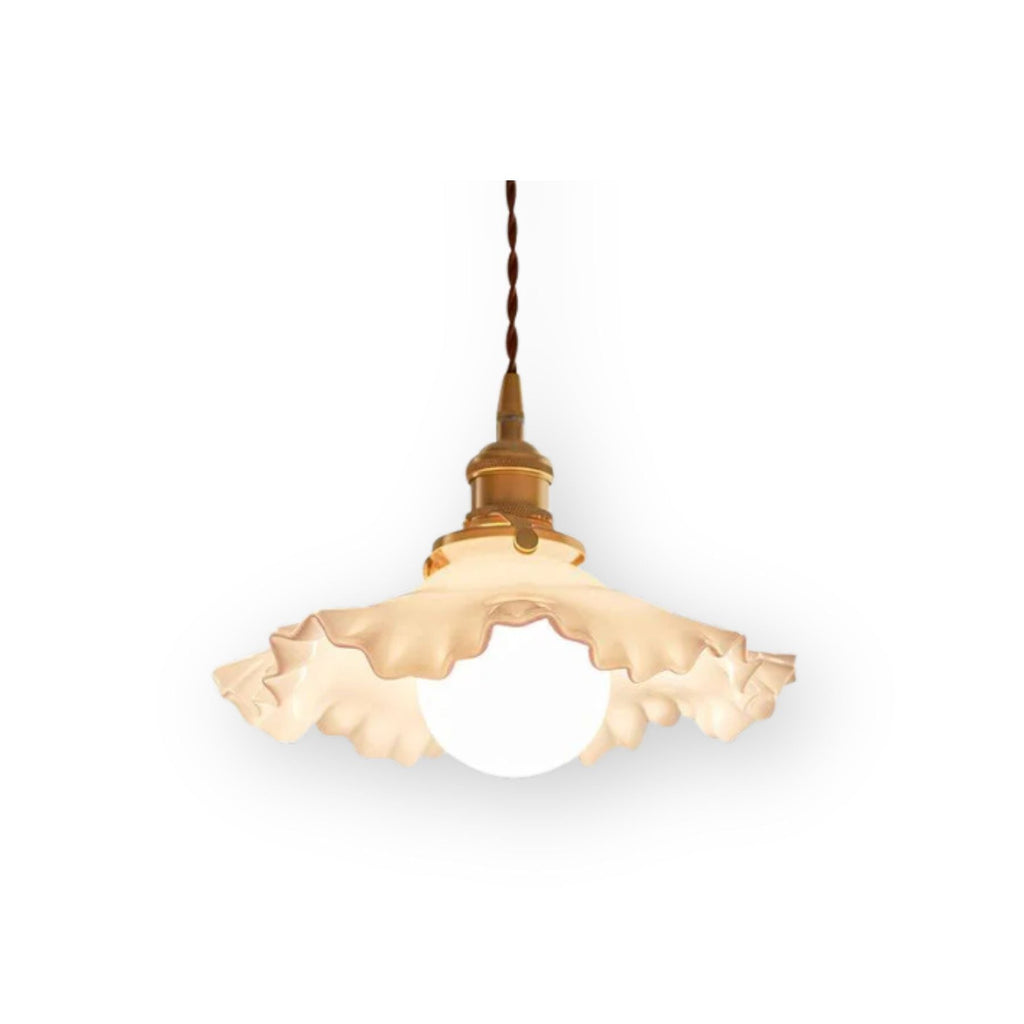 Lampada a sospensione Bravesso – Vetro – Bianco – Ø 30 cm – Design Elegante