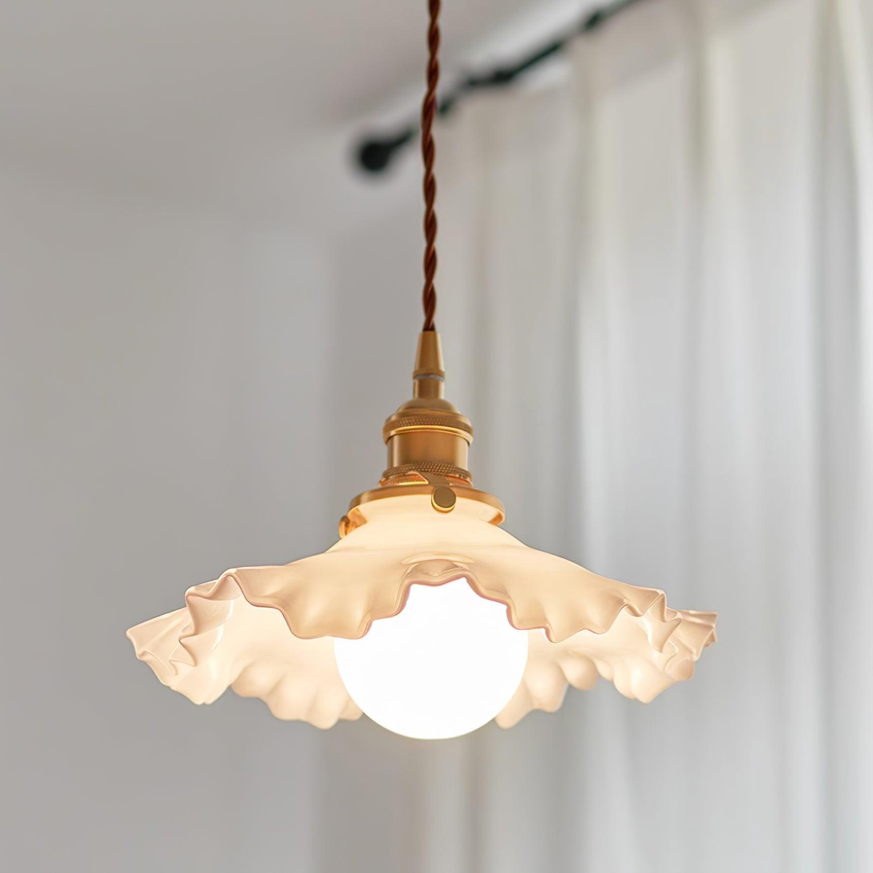 Lampada a sospensione Bravesso – Vetro – Bianco – Ø 30 cm – Design Elegante