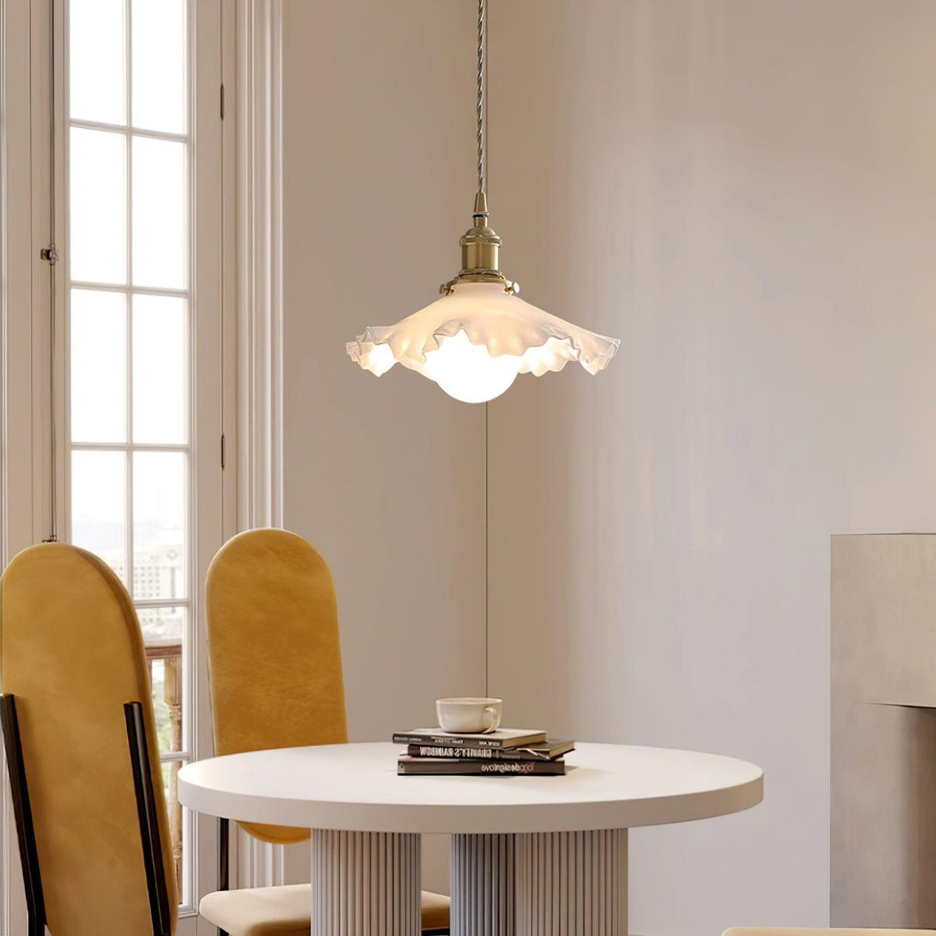 Lampada a sospensione Bravesso – Vetro – Bianco – Ø 30 cm – Design Elegante