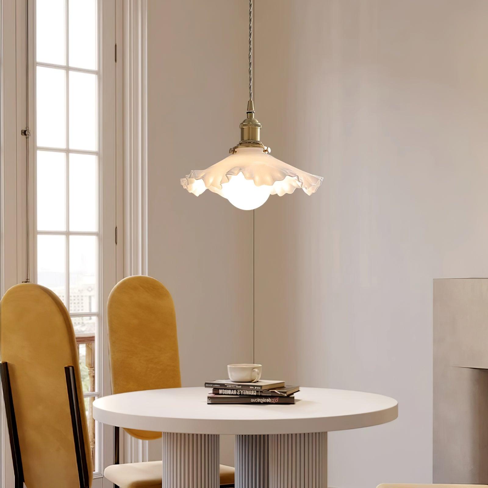 Lampada a sospensione Bravesso – Vetro – Bianco – Ø 30 cm – Design Elegante