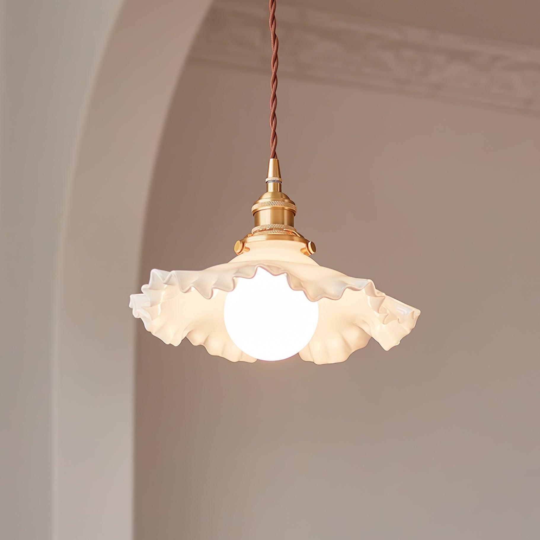 Lampada a sospensione Bravesso – Vetro – Bianco – Ø 30 cm – Design Elegante