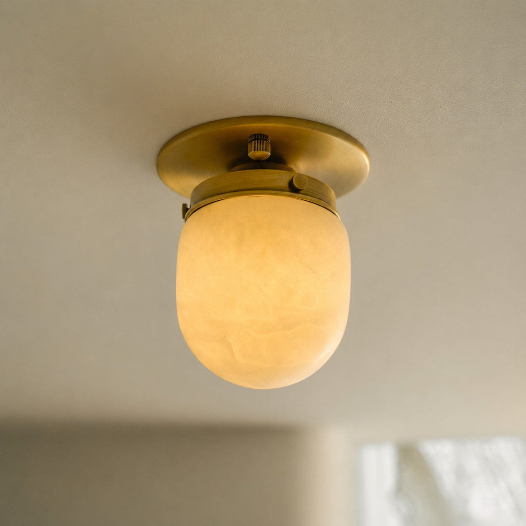 Lampada da soffitto in alabastro a forma di proiettile