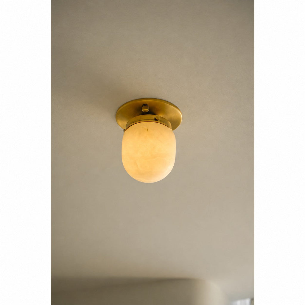 Lampada da soffitto in alabastro a forma di proiettile