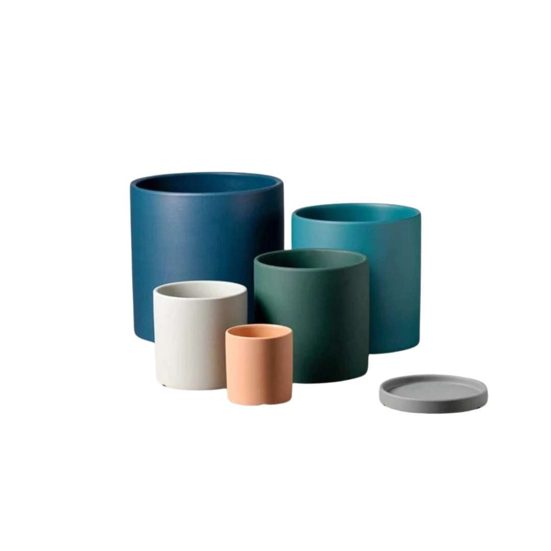 POTERIE – Vaso da fiori moderno in ceramica con piattino