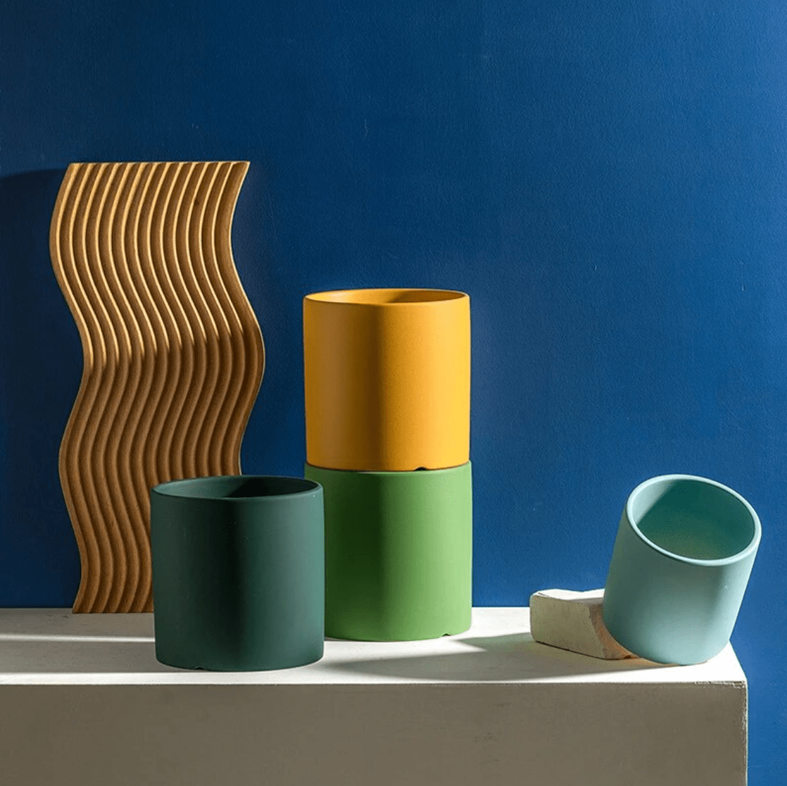 POTERIE – Vaso da fiori moderno in ceramica con piattino