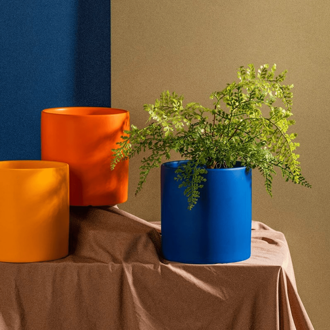 POTERIE – Vaso da fiori moderno in ceramica con piattino