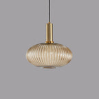 Lanterna in Vetro Striata Minimalista con Sospensione a 1 Luce