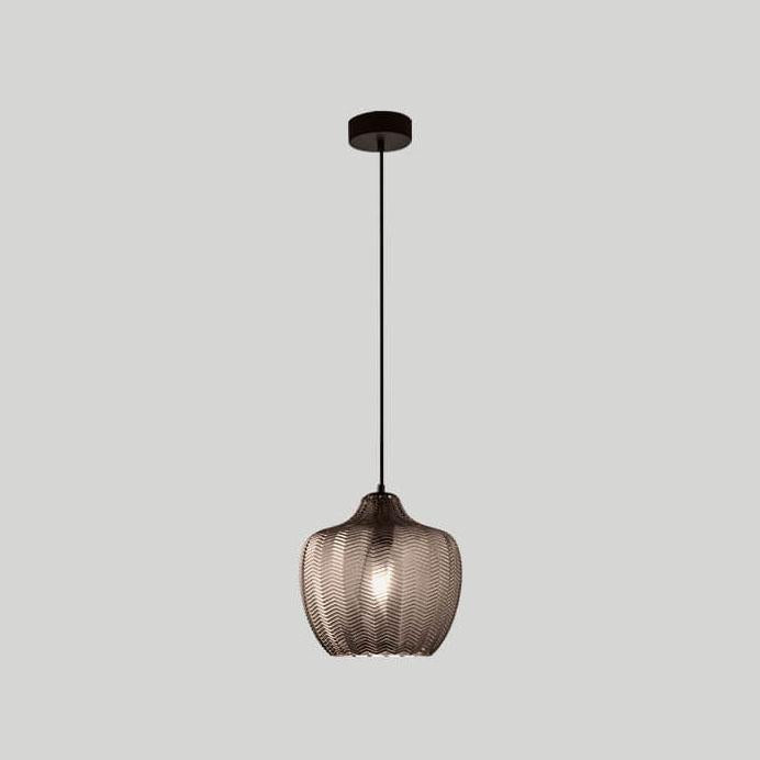 Lampada a Sospensione Barrel 1 Luce in Vetro Wave Testurizzato Nordico