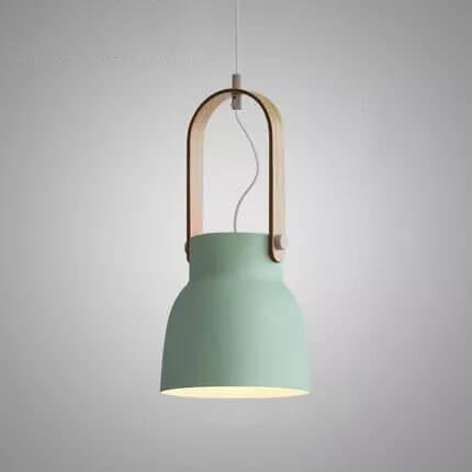 Lampada a Sospensione Moderna Nordica con Manico in Legno 1 Luce