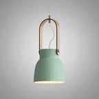 Lampada a Sospensione Moderna Nordica con Manico in Legno 1 Luce