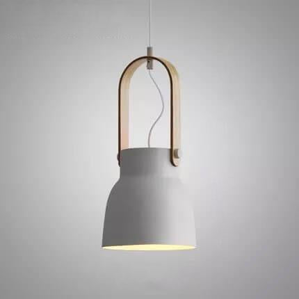 Lampada a Sospensione Moderna Nordica con Manico in Legno 1 Luce