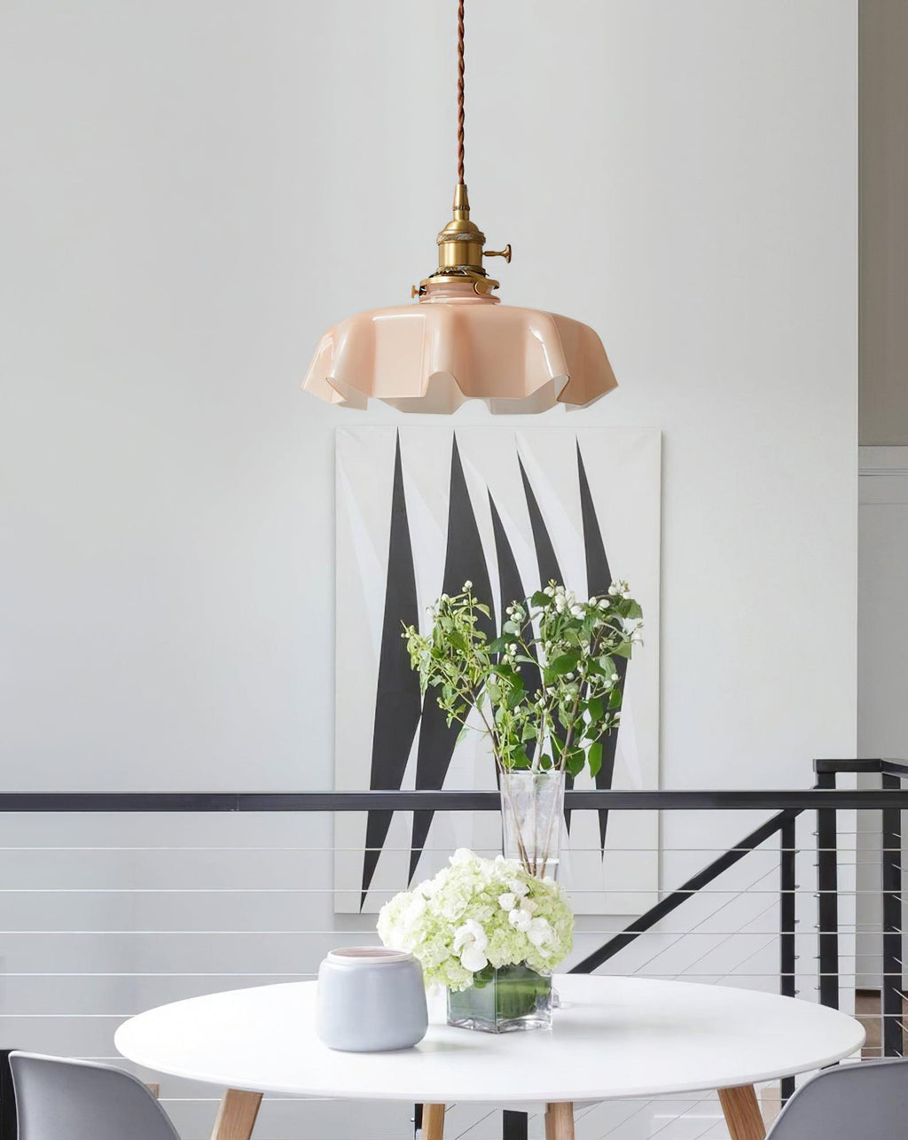 Lampada a Sospensione con Pendente a Fiore Francese