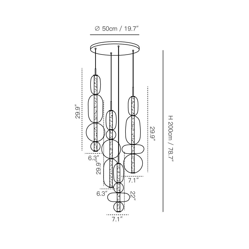 Lampadario in Vetro Colorato