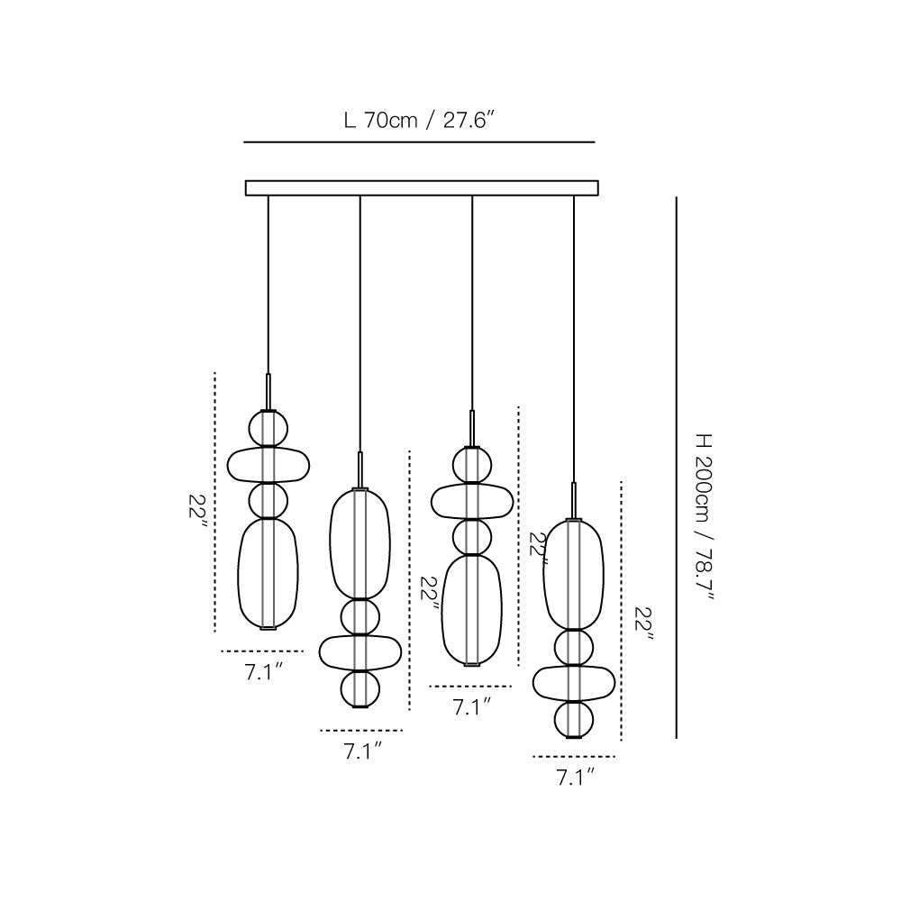 Lampadario in Vetro Colorato