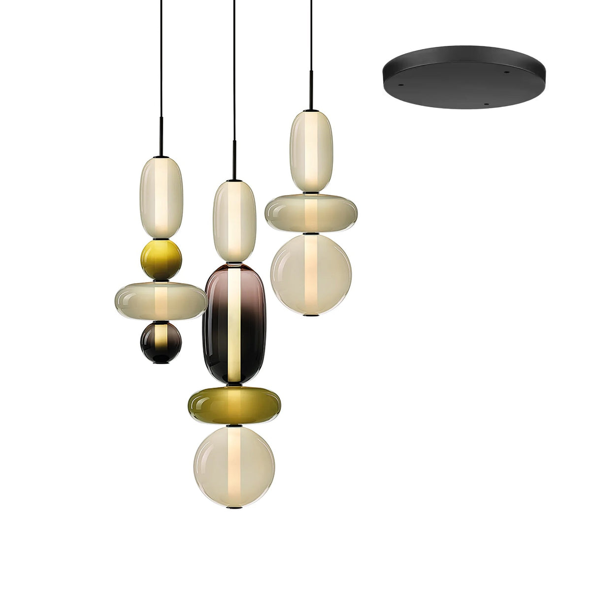 Lampada a sospensione Combo in vetro candito