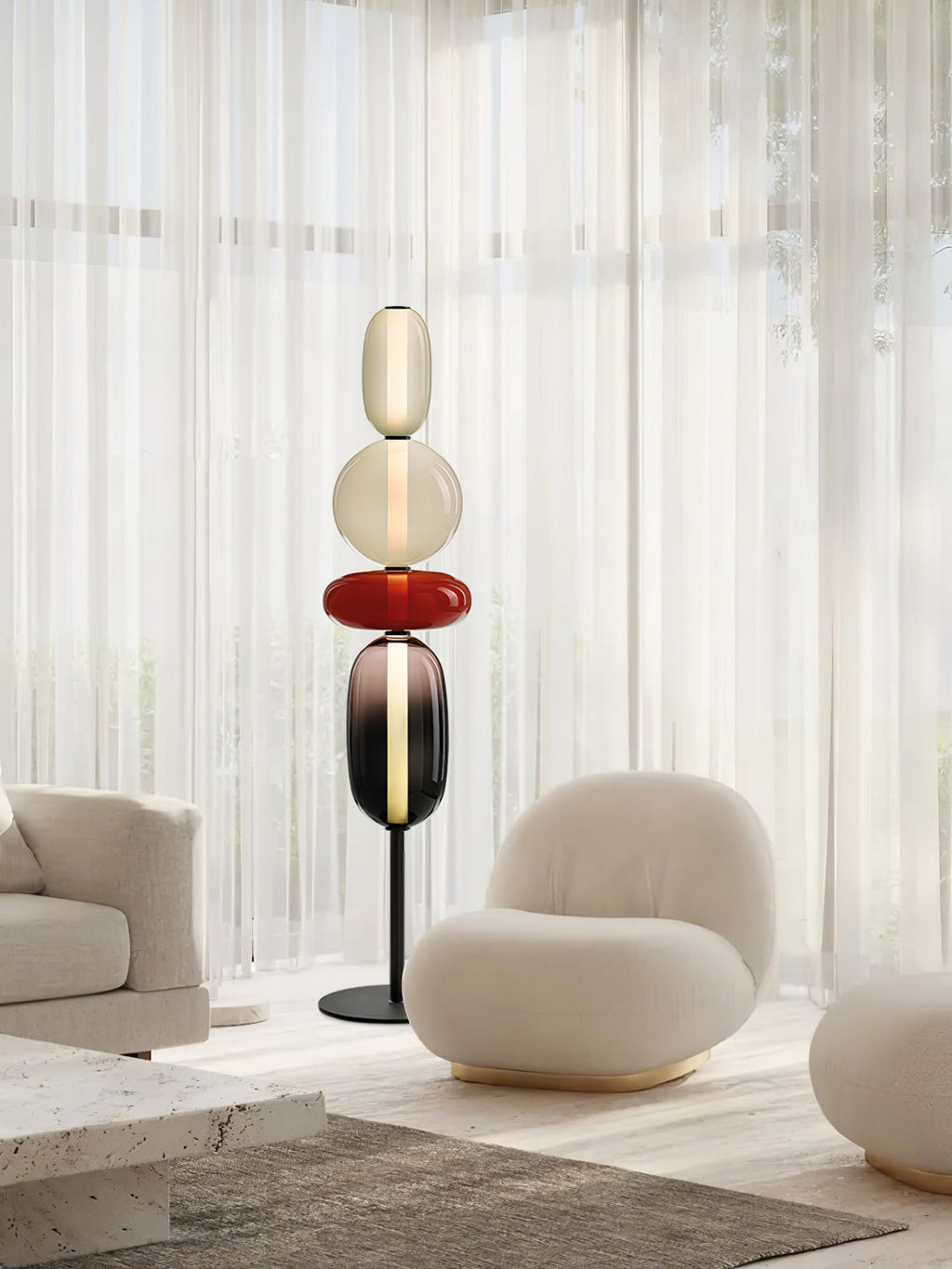 Lampada da Terra in Vetro a Pebble Sovrapposto