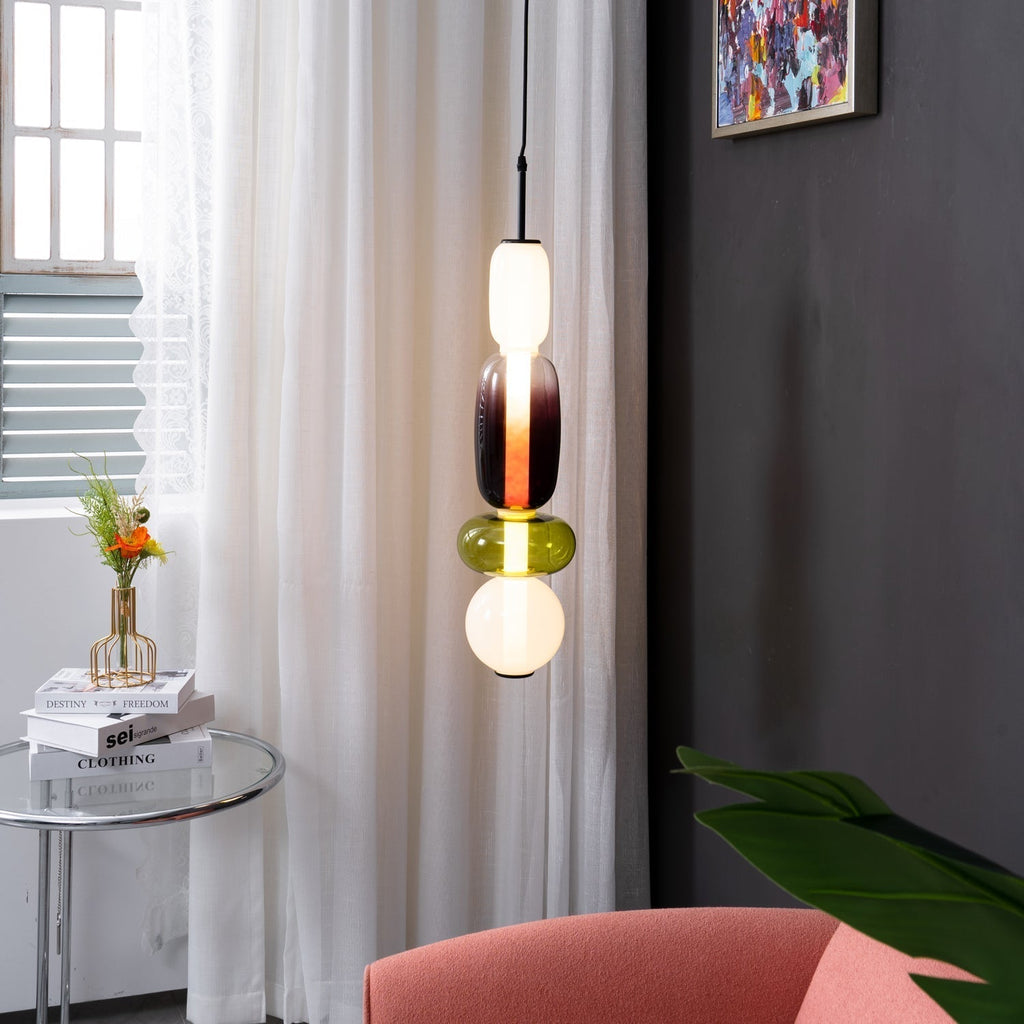 Lampada a sospensione in vetro colorato Zodore Art