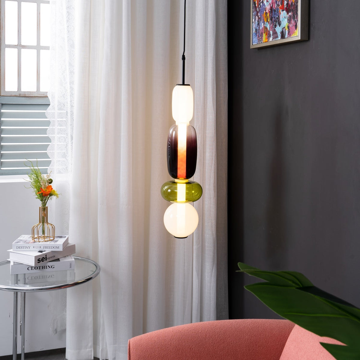 Lampada a Sospensione in Vetro Colorato