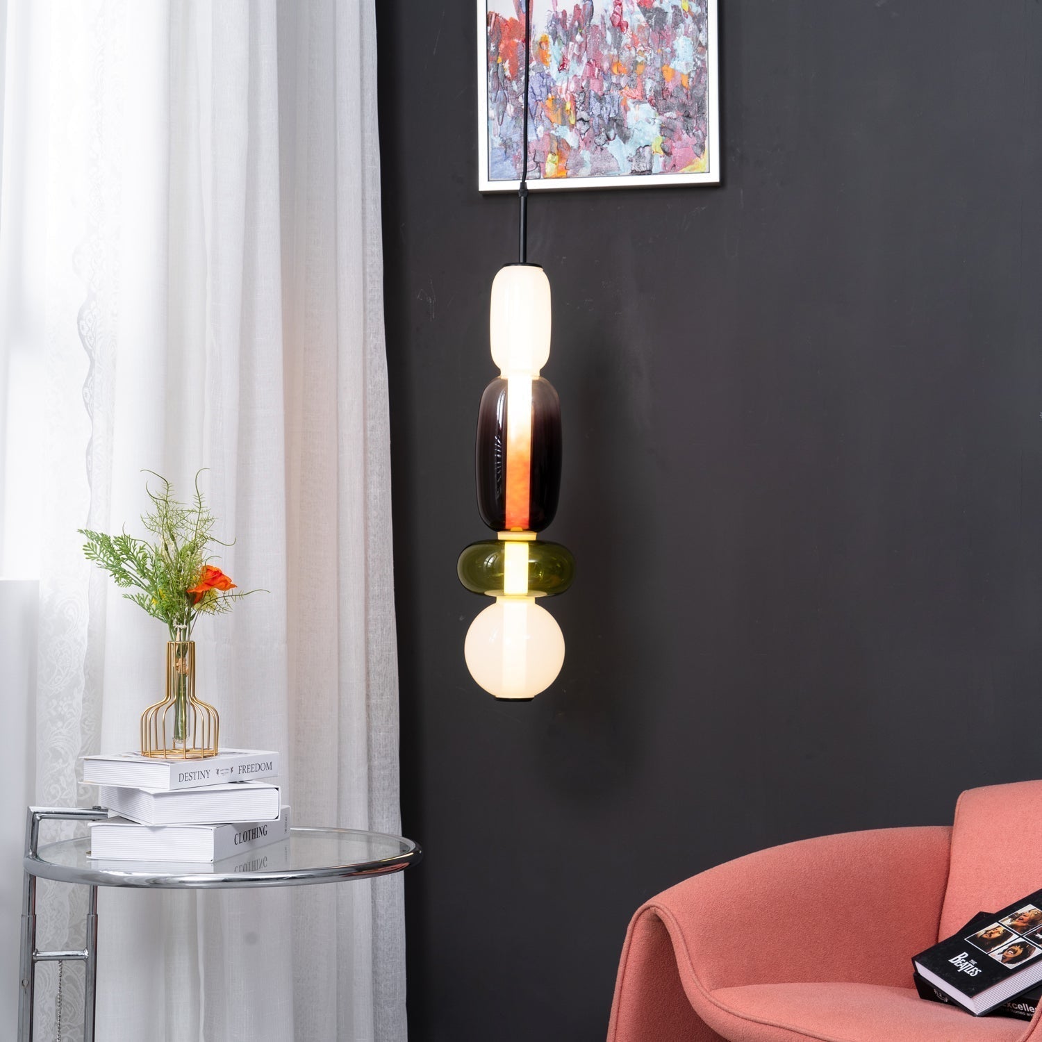 Lampada a sospensione in vetro colorato Zodore Art