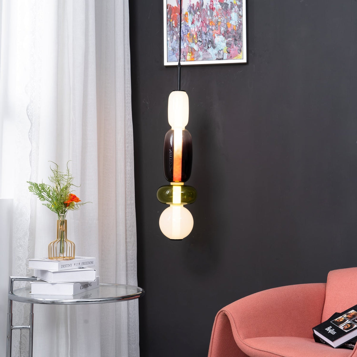 Lampada a Sospensione in Vetro Colorato