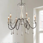 Lampadario a perline in stile candela