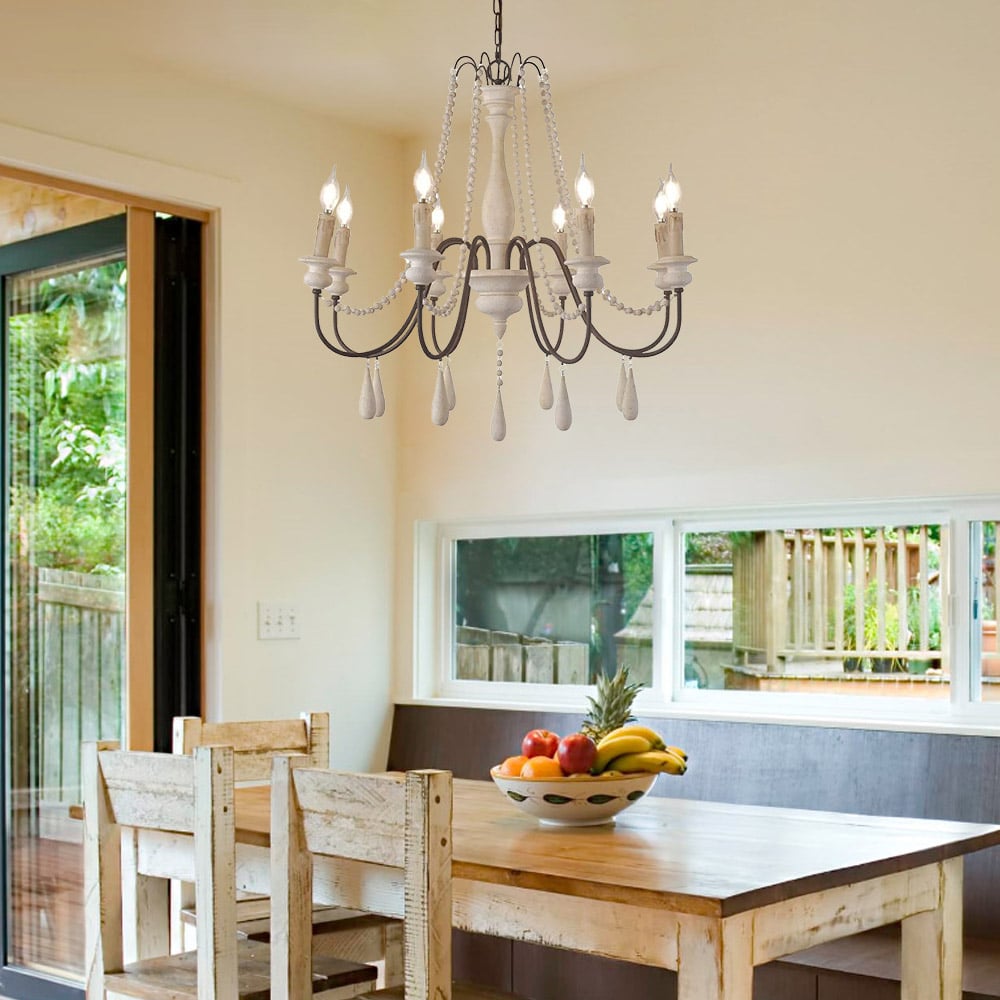 Lampadario a perline in stile candela