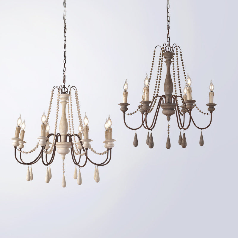 Lampadario a perline in stile candela