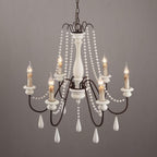 Lampadario a perline in stile candela
