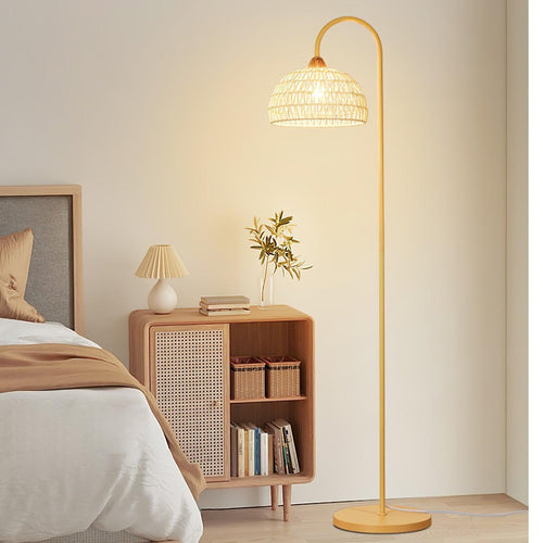 Capor Lampada da Terra – Rattan & Metallo – Beige – 160×230 cm – Design Elegante