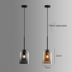 Sospensione design tubo arrotondato doppio vetro fumé