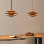 Lampada a sospensione in legno a disco Cascade