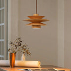 Lampada a sospensione in legno a disco Cascade