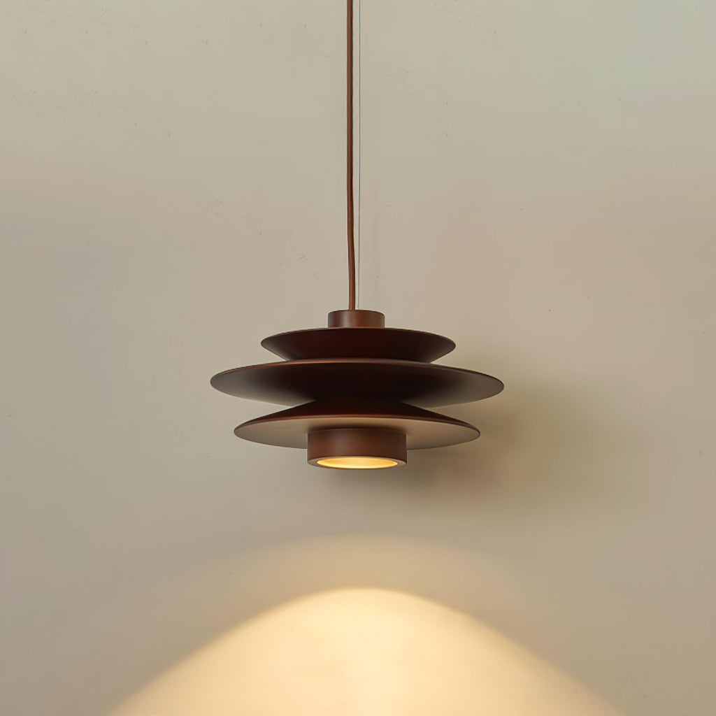 Lampada a sospensione in legno a disco Cascade