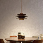 Lampada a sospensione in legno a disco Cascade
