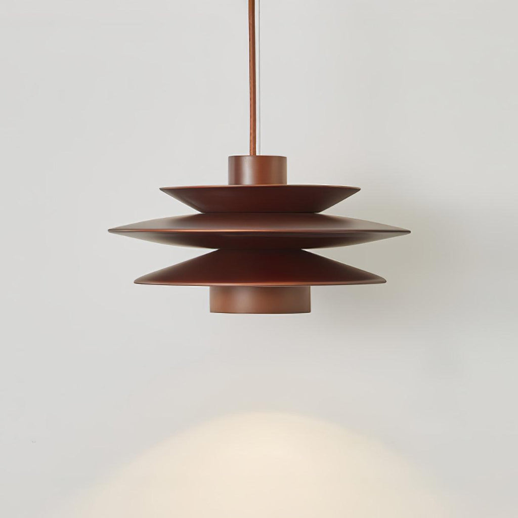 Lampada a sospensione in legno a disco Cascade