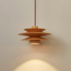 Lampada a sospensione in legno a disco Cascade