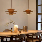 Lampada a sospensione in legno a disco Cascade