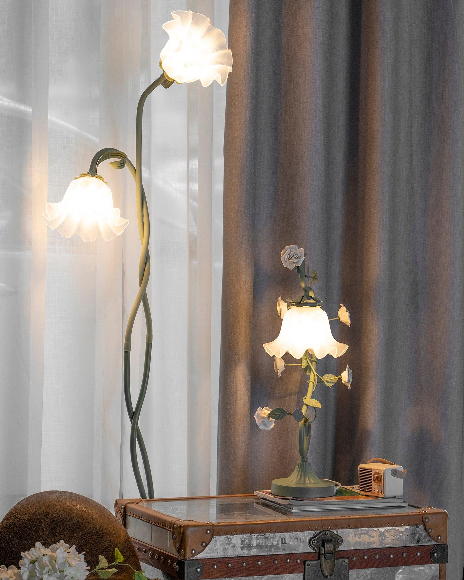Lampada da terra Cella – Tessuto – Verde – Ø 20 cm × H 170 cm – Stile botanico per il soggiorno