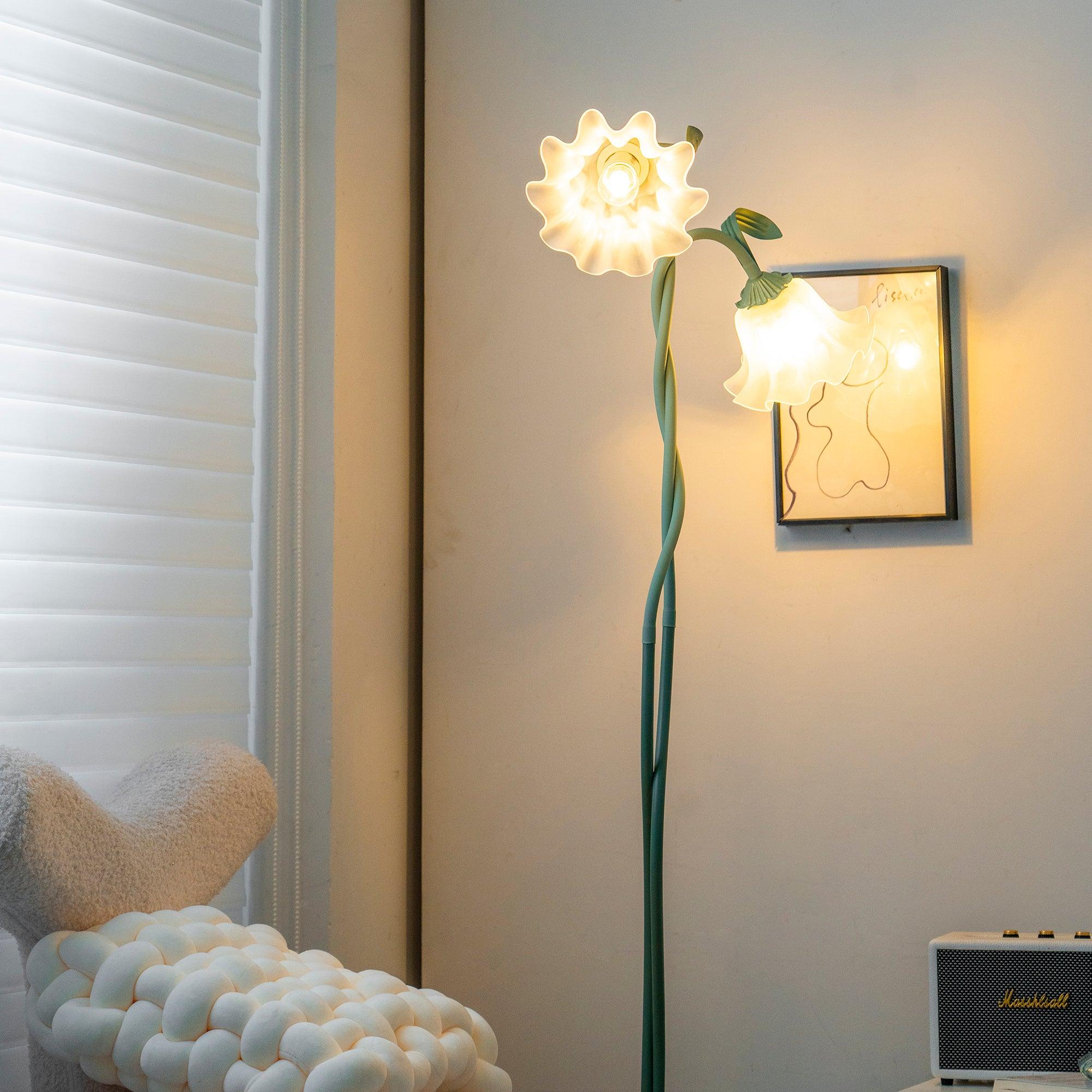 Lampada da terra Cella – Tessuto – Verde – Ø 20 cm × H 170 cm – Stile botanico per il soggiorno